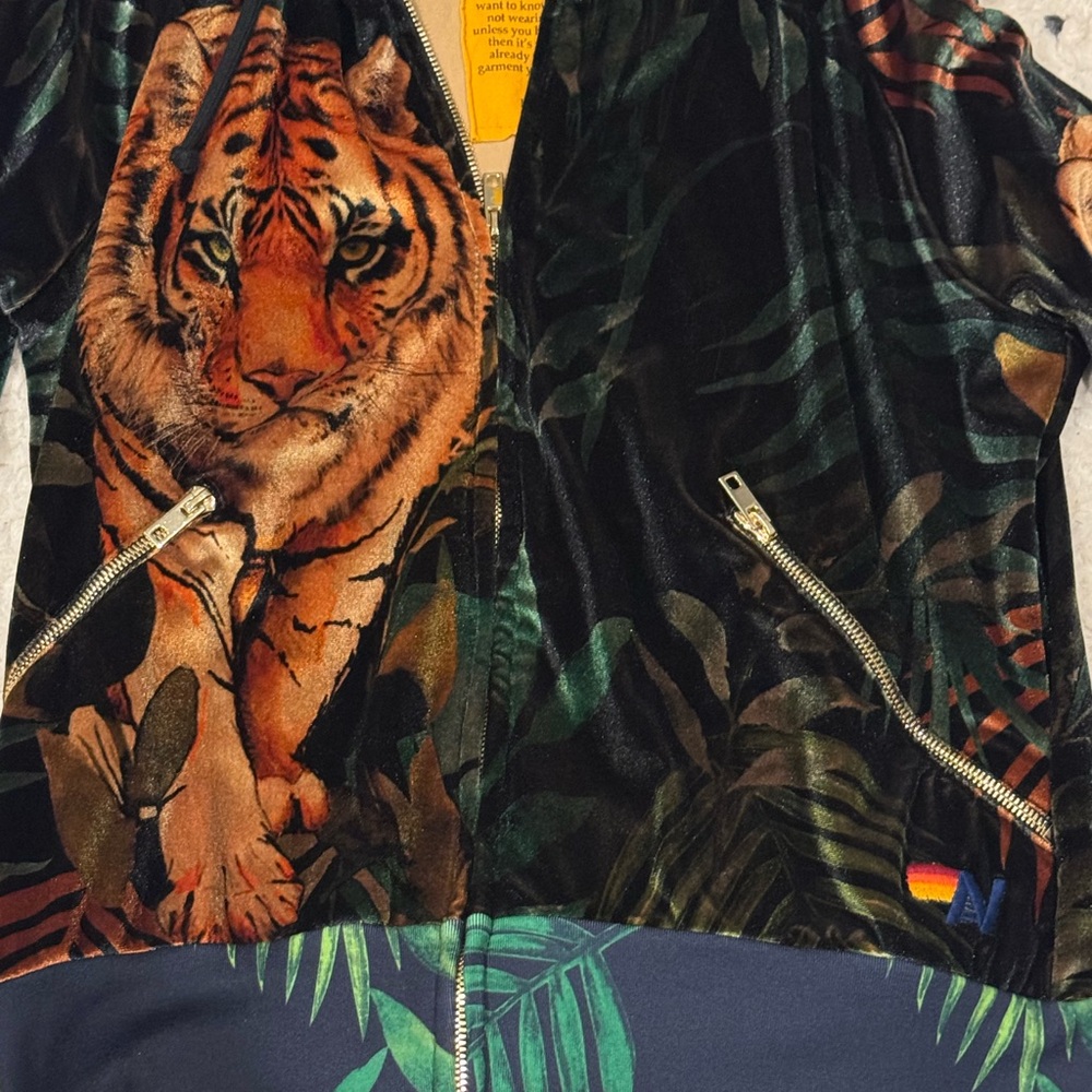 Aviator Nation Green Velvet Tiger-Print Jogger Set - Picture 4 of 15